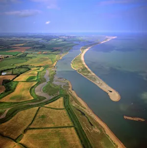 Aerial view of Orford Ness (Orfordness), a cuspate foreland shingle spit Aerial view of Orford Ness (Orfordness), a cuspate foreland shingle spit