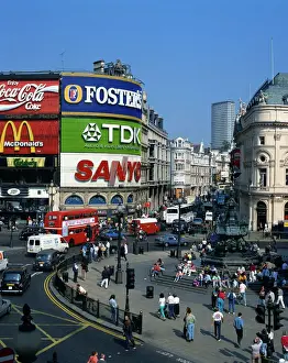 Aerial view over Piccadilly Circus Print featuring Eros Statue