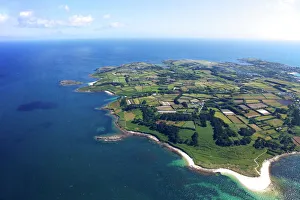 Aerial view of St. Marys island, Isles of Scilly, England, United Kingdom, Europe Aerial view of St. Marys island, Isles of Scilly, England, United Kingdom, Europe