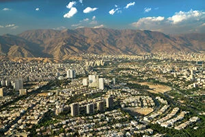 Images Dated 11th September 2016: Aerial view of Tehran facing North towards the Alborz Mountains, Tehran, Iran, Middle