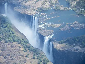 Aerial view of Victoria Falls on the Zambezi River, UNESCO World Heritage Site Aerial view of Victoria Falls on the Zambezi River, UNESCO World Heritage Site