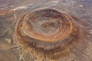 Aerial view, Volcano in Parque Natural de los Volcanes, Timanfaya, Lanzarote Aerial view, Volcano in Parque Natural de los Volcanes, Timanfaya, Lanzarote