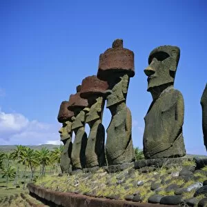 Anakena Beach Collection: Ahu Nau Nau at Anakena Beach, Easter Island, Chile