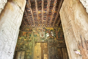 Ancient wall paintings inside the Debre Birhan Selassie Church, Gondar, Ethiopia, Africa Ancient wall paintings inside the Debre Birhan Selassie Church, Gondar, Ethiopia, Africa