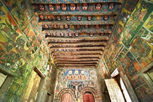 Ancient wall paintings in the interior of the Debre Birhan Selassie Church, Gondar Ancient wall paintings in the interior of the Debre Birhan Selassie Church, Gondar