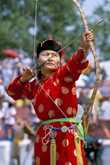 Prints of Archery contest, Naadam festival, Oulaan Bator (Ulaan Baatar), Mongolia, Central Asia, Asia Related Prints: Archery Contest Print, Naadam Festival