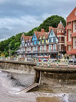 European Beach Houses Prints: Architecture at the seafront, Penarth, Vale of Glamorgan, Wales, United Kingdom, Europe