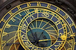 Prague Astronomical Clock Prints: Detail of Astronomical clock at Old Town Square