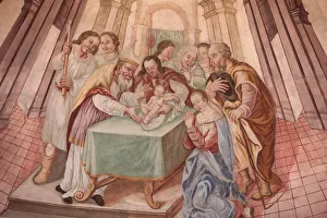 Baby Jesus in the synagogue, Our Lady of Assumption church, Cordon, Haute-Savoie, France Baby Jesus in the synagogue, Our Lady of Assumption church, Cordon, Haute-Savoie, France