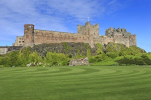 UK Landmarks Prints: Bamburgh Castle under a blue summer sky, Bamburgh, Northumberland, England, United Kingdom