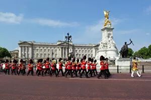 Images Dated 4th June 2011: Band of the Coldstream Guards marching past Buckingham Palace during the rehearsal for Trooping