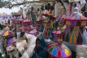 Basket-work market, Axoum (Axum) (Aksum), Tigre region, Ethiopia, Africa Basket-work market, Axoum (Axum) (Aksum), Tigre region, Ethiopia, Africa