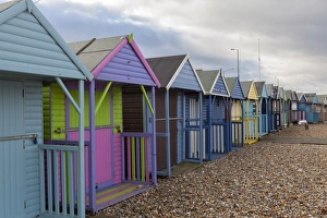 Beach huts at Herne Bay, Kent, England, United Kingdom, Europe Beach huts at Herne Bay, Kent, England, United Kingdom, Europe