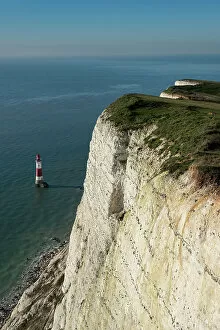 Images Dated 28th March 2023: Beachy Head Lighthouse and Beachy Head from the cliff top, near Eastbourne