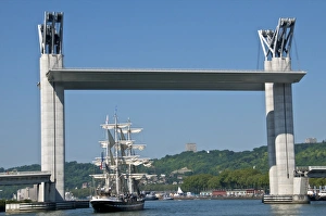 The Belem Sail boat, at Rouen, on the Seine river, under the Flaubert bridge The Belem Sail boat, at Rouen, on the Seine river, under the Flaubert bridge