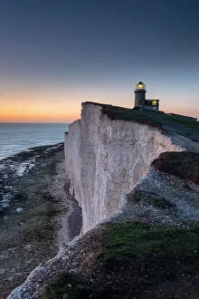 Images Dated 28th March 2023: Belle Tout Lighthouse at dusk, Beachy Head, near Eastbourne, South Downs National Park