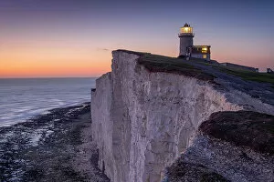 Images Dated 28th March 2023: Belle Tout Lighthouse at dusk, Beachy Head, near Eastbourne, South Downs National Park