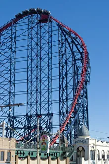 Prints of The Big One, the 235ft roller coaster, the largest in Europe, at Pleasure Beach, Blackpool, Lancashire, England, United Kingdom, Europe Lancashire Prints: Pleasure Beach's The Big One Roller Coaster Print
