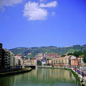 Prints of Bilbao, Spain Bilbao Prints: Bilbao Print - Cityscape of the Nervión River