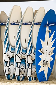 Boards for wind surfing at Santa Maria on the island of Sal (Salt), Cape Verde Islands Boards for wind surfing at Santa Maria on the island of Sal (Salt), Cape Verde Islands