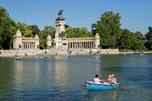 Boating lake, Retiro, Alfonso XII Monument, Madrid, Spain, Europe Boating lake, Retiro, Alfonso XII Monument, Madrid, Spain, Europe
