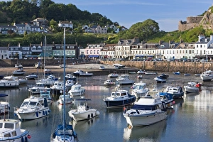 Boats in Gorey harbour, Jersey, Channel Islands, United Kingdom, Europe Boats in Gorey harbour, Jersey, Channel Islands, United Kingdom, Europe