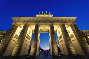 Brandenburg Gate At Dusk Prints: Brandenburg Gate at sunset, Pariser Square, Unter den Linden, Berlin, Germany, Europe