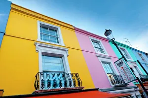 Brightly painted houses, Portobello Road, Notting Hill, London, England Brightly painted houses, Portobello Road, Notting Hill, London, England
