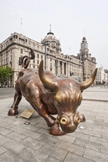 The Bund Bull in front of the Shanghai Pudong Development Bank and Customs House The Bund Bull in front of the Shanghai Pudong Development Bank and Customs House