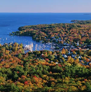 Prints of Camden Harbour, Camden Hills State Park, Maine, New England, USA, North America Maine Prints: Camden Harbour Print, Maine Coast Landscape