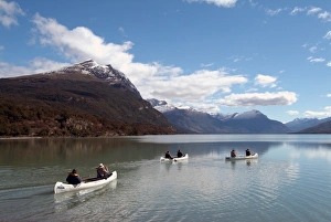 Canoeing at Tierra del Fuego National Park, near Ushuaia, Argentina, South America Canoeing at Tierra del Fuego National Park, near Ushuaia, Argentina, South America