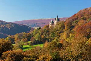 Wales Prints: Print of Castell Coch, a 19th-century red sandstone castle in Wales