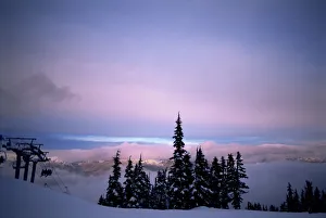 Chair lift in the early morning, Whistler, British Columbia, Canada, North America Chair lift in the early morning, Whistler, British Columbia, Canada, North America