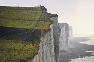 Chalk Cliffs France Prints: Chalk cliffs from clifftop path, Ault, Picardy, France, Europe