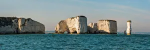 Chalk stacks and cliffs at Old Harry Rocks, between Swanage and Purbeck, Dorset, Jurassic Coast Chalk stacks and cliffs at Old Harry Rocks, between Swanage and Purbeck, Dorset, Jurassic Coast