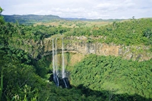 Tropical Waterfall Scenery Prints: Chamarel Waterfall