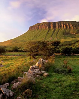 Europe Scenic Views Prints: Characteristic shape of Benbulben at sunset