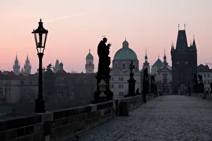 Prints of Charles Bridge, UNESCO World Heritage Site, Old Town, Prague, Czech Republic, Europe Czech Republic Prints: Charles Bridge Print, Prague UNESCO Site