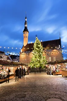 Christmas market in the Town Hall Square (Raekoja Plats) and Town Hall, Old Town Christmas market in the Town Hall Square (Raekoja Plats) and Town Hall, Old Town