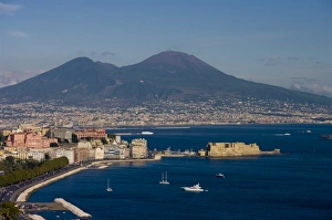 Cityscape including Castel dell Ovo and Mount Vesuvius, Naples, Campania, Italy, Europe Cityscape including Castel dell Ovo and Mount Vesuvius, Naples, Campania, Italy, Europe
