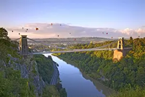 Clifton Suspension Bridge Print with Hot Air Balloons