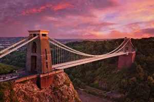 Clifton Suspension Bridge Print at Sunset, Bristol England