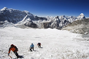 Climbers on an ice wall, Island Peak 6189m, Solu Khumbu Everest Region Climbers on an ice wall, Island Peak 6189m, Solu Khumbu Everest Region