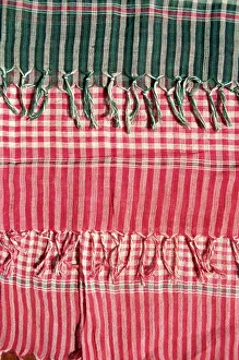 Close-up of woven Khmer scarves for sale in Cambodia, Indochina, Southeast Asia, Asia Close-up of woven Khmer scarves for sale in Cambodia, Indochina, Southeast Asia, Asia