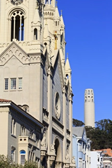 Traditional American Architecture Prints: Coit Tower, North Beach District