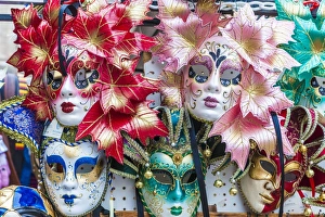 Colourful masks of the Carnival of Venice, famous festival worldwide, Venice, Veneto Colourful masks of the Carnival of Venice, famous festival worldwide, Venice, Veneto