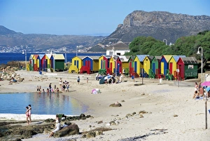 Colourfully painted Victorian bathing huts in False Bay Colourfully painted Victorian bathing huts in False Bay