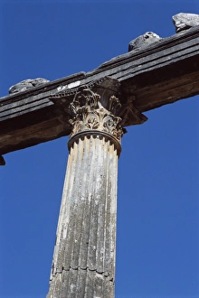 Anatolia Travel Destination Prints: Detail of column at archaeological site
