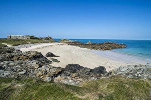 Prints of Corblets bay with Chateau A L Etoc (Chateau Le Toc), Alderney, Channel Islands, United Kingdom, Europe Related Prints: Corblets Bay Print: Alderney, Channel Islands