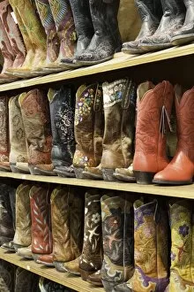 Images Dated 11th October 2013: Cowboy boots lining the shelves, Austin, Texas, United States of America, North America